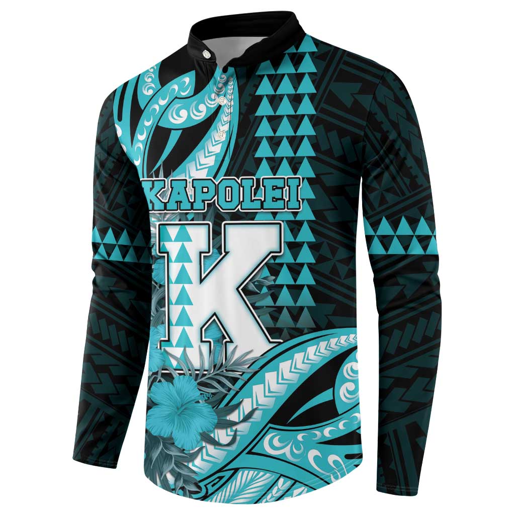 Personalised Hawaii Kapolei High School Button Sweatshirt Tribal Tattoo With Hibiscus Flowers LT05 - Polynesian Pride