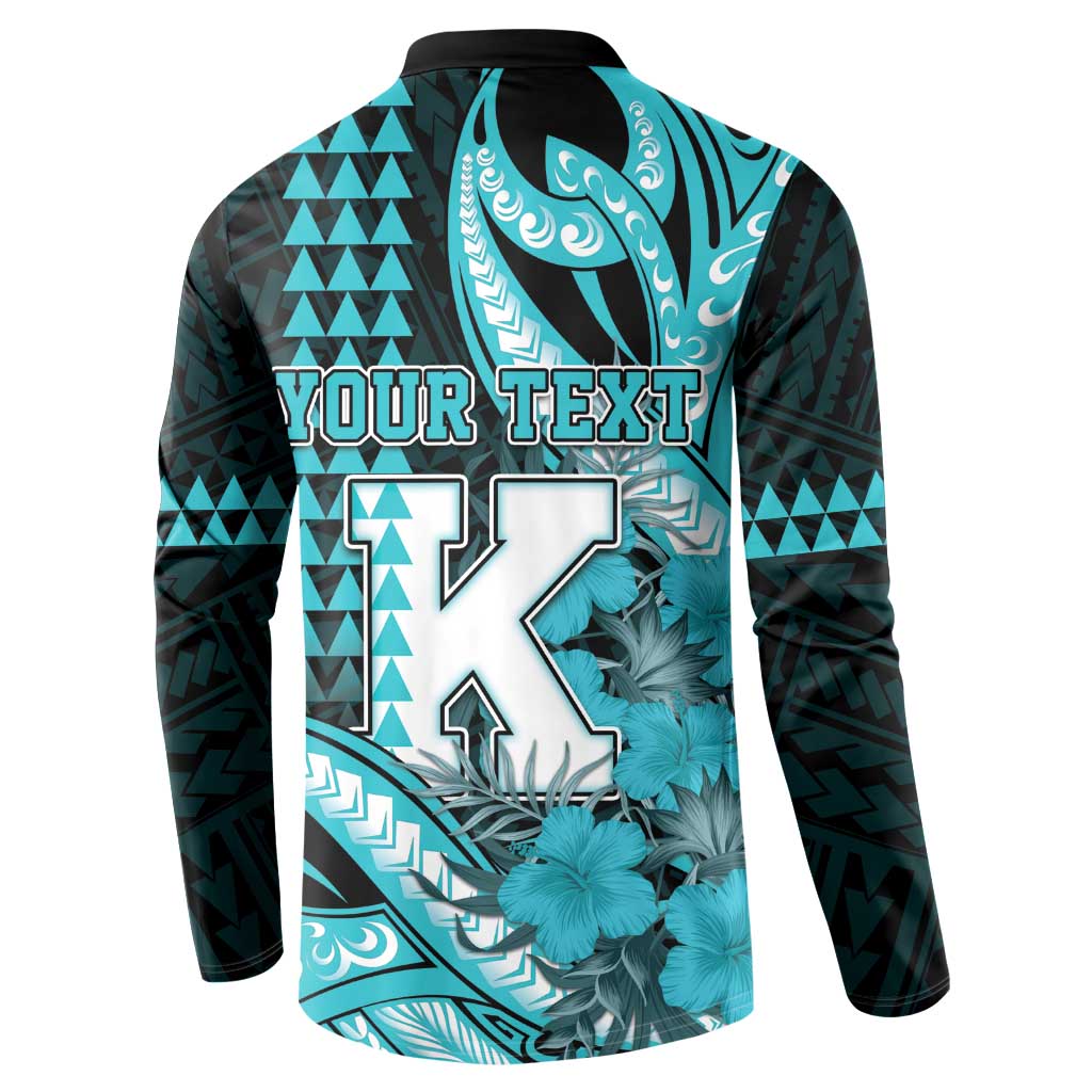 Personalised Hawaii Kapolei High School Button Sweatshirt Tribal Tattoo With Hibiscus Flowers LT05 - Polynesian Pride