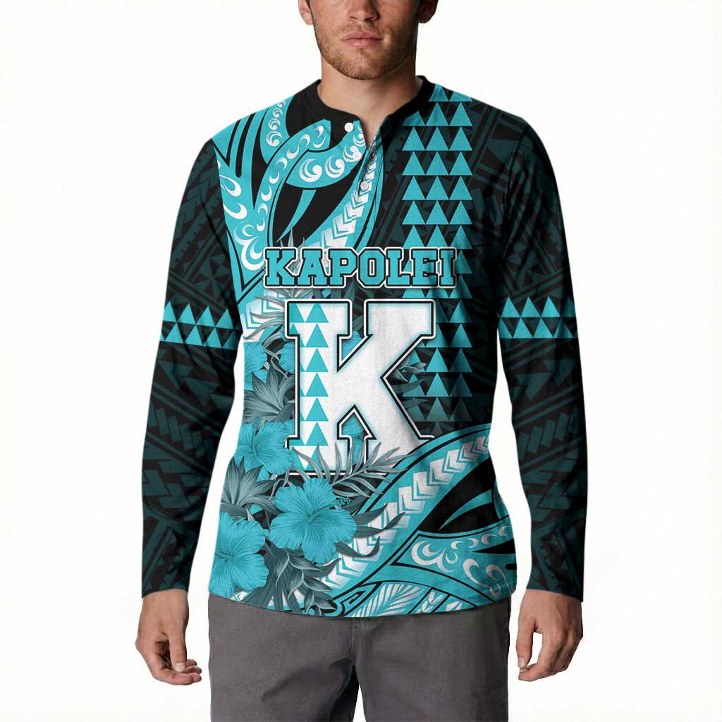 Personalised Hawaii Kapolei High School Button Sweatshirt Tribal Tattoo With Hibiscus Flowers LT05 - Polynesian Pride