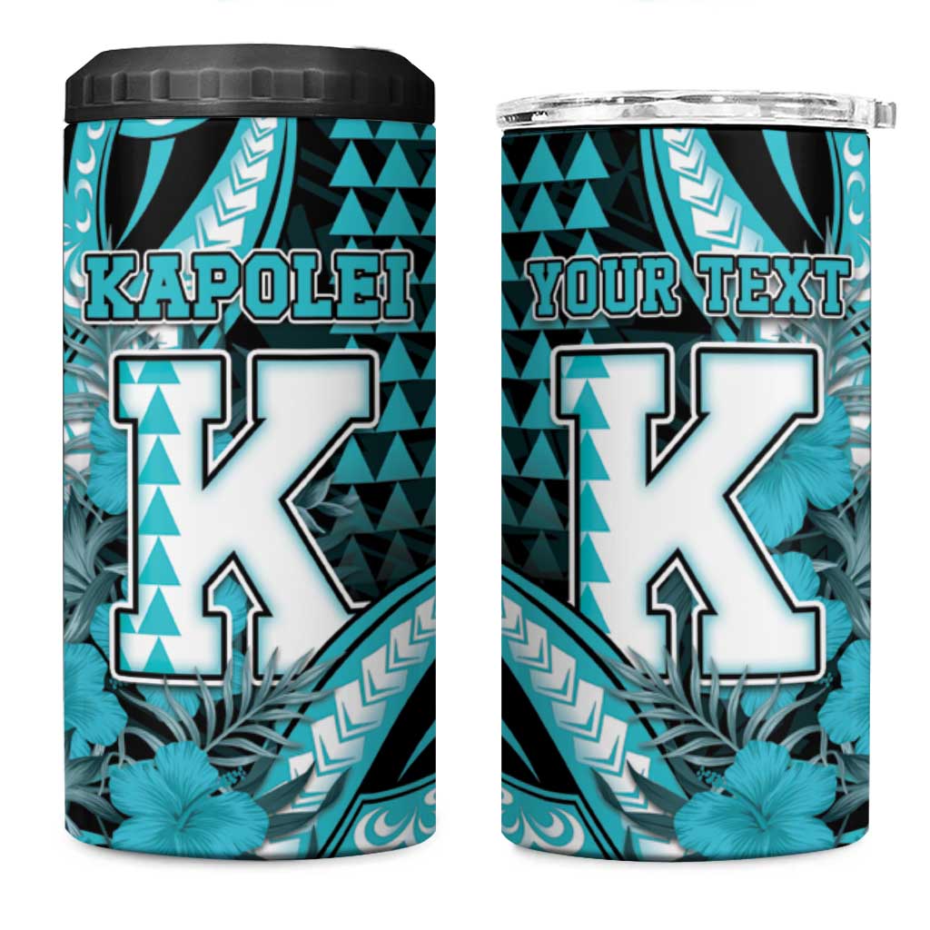 Personalised Hawaii Kapolei High School 4 in 1 Can Cooler Tumbler Tribal Tattoo With Hibiscus Flowers LT05 One Size: 16 oz Dark Teal - Polynesian Pride