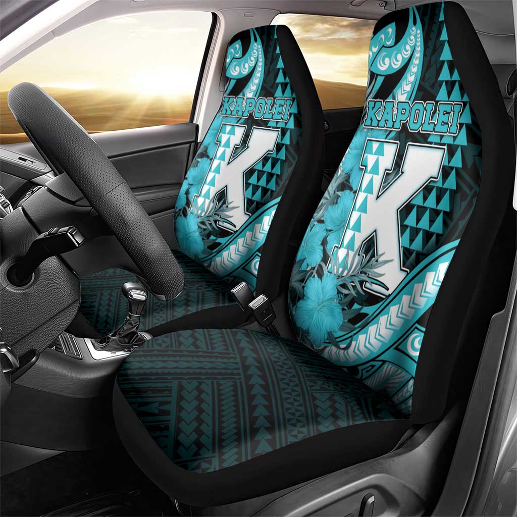 Hawaii Kapolei High School Car Seat Cover Tribal Tattoo With Hibiscus Flowers