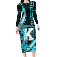 Personalised Hawaii Kapolei High School Family Matching Long Sleeve Bodycon Dress and Hawaiian Shirt Tribal Tattoo With Hibiscus Flowers