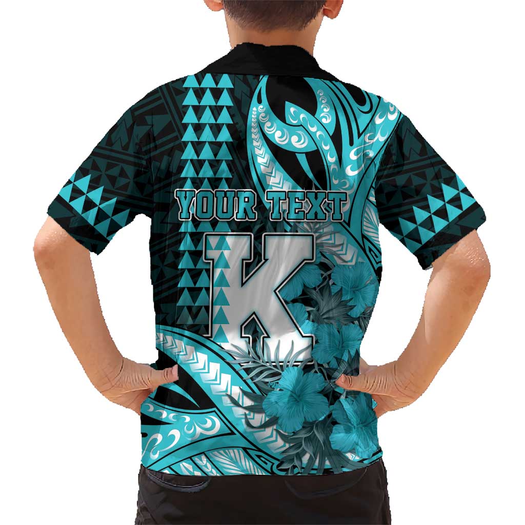 Personalised Hawaii Kapolei High School Family Matching Mermaid Dress and Hawaiian Shirt Tribal Tattoo With Hibiscus Flowers