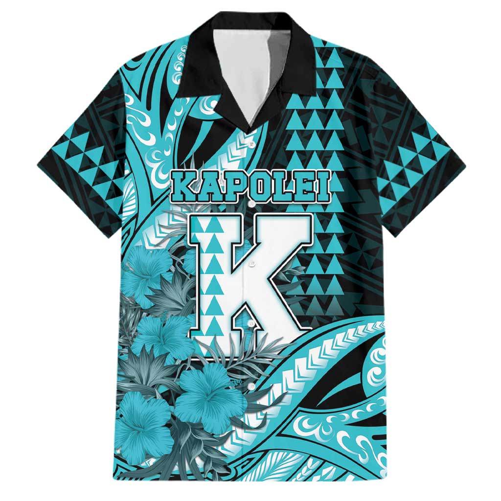 Personalised Hawaii Kapolei High School Family Matching Puletasi and Hawaiian Shirt Tribal Tattoo With Hibiscus Flowers