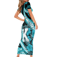 Personalised Hawaii Kapolei High School Family Matching Short Sleeve Bodycon Dress and Hawaiian Shirt Tribal Tattoo With Hibiscus Flowers