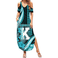Personalised Hawaii Kapolei High School Family Matching Summer Maxi Dress and Hawaiian Shirt Tribal Tattoo With Hibiscus Flowers