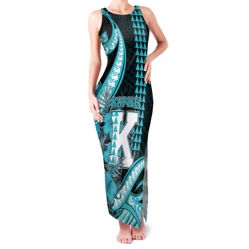 Personalised Hawaii Kapolei High School Family Matching Tank Maxi Dress and Hawaiian Shirt Tribal Tattoo With Hibiscus Flowers