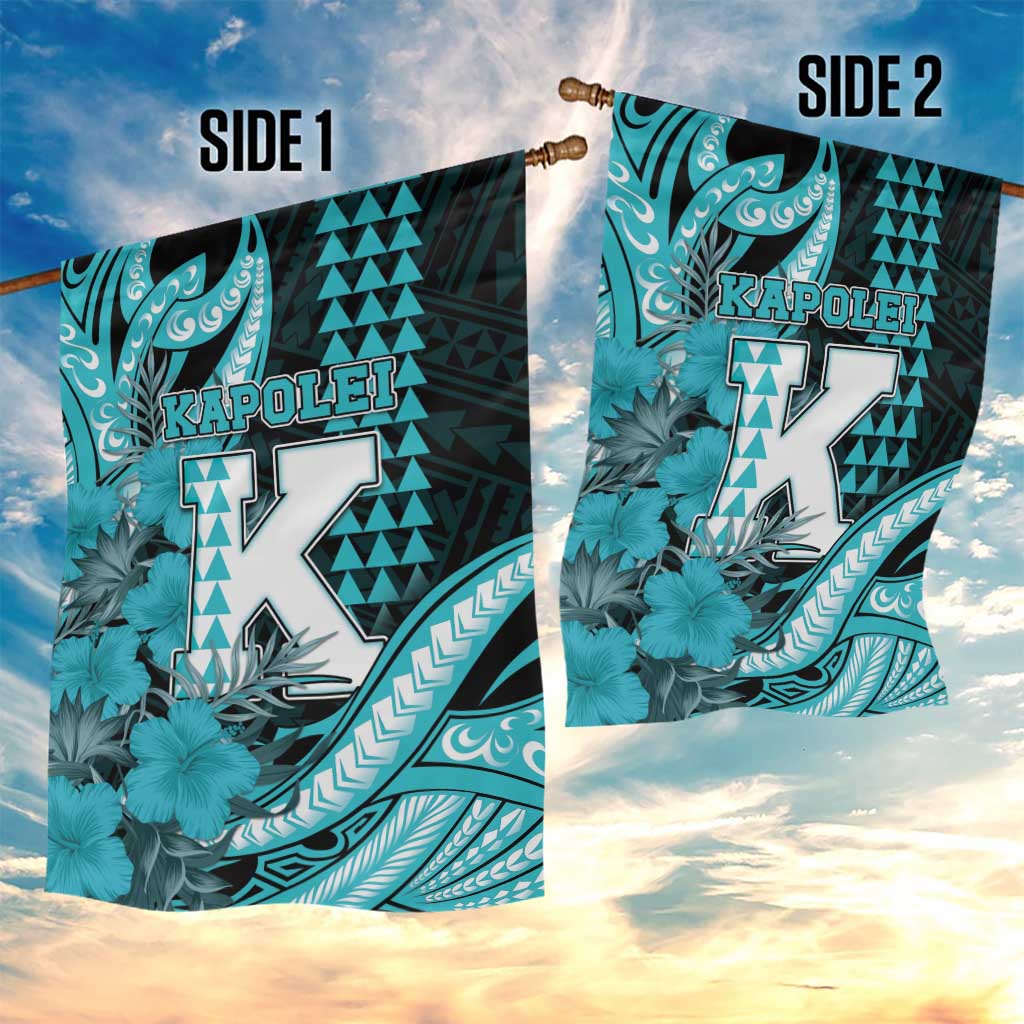 Hawaii Kapolei High School Garden Flag Tribal Tattoo With Hibiscus Flowers