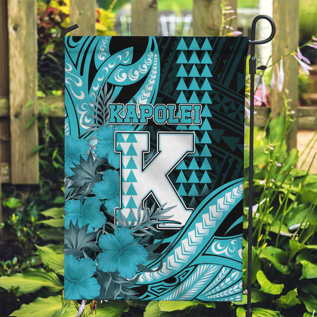 Hawaii Kapolei High School Garden Flag Tribal Tattoo With Hibiscus Flowers