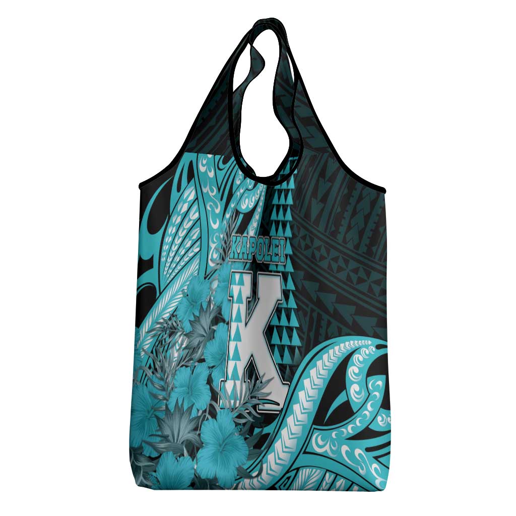 Hawaii Kapolei High School Grocery Bag Tribal Tattoo With Hibiscus Flowers LT05 - Polynesian Pride