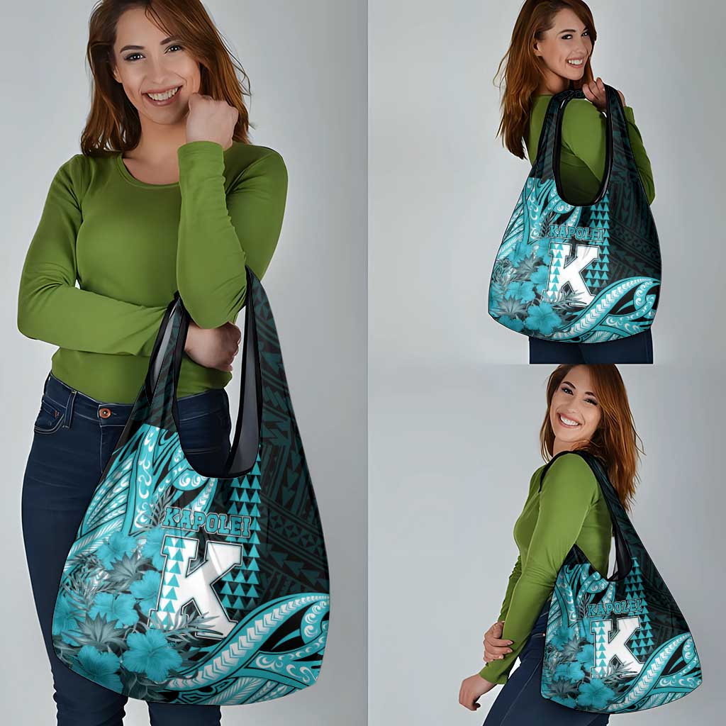 Hawaii Kapolei High School Grocery Bag Tribal Tattoo With Hibiscus Flowers LT05 - Polynesian Pride
