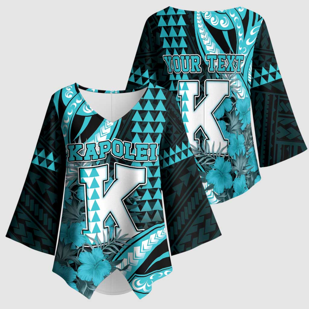 Personalised Hawaii Kapolei High School Kimono Sleeve Blouse Tribal Tattoo With Hibiscus Flowers LT05 - Polynesian Pride