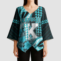 Personalised Hawaii Kapolei High School Kimono Sleeve Blouse Tribal Tattoo With Hibiscus Flowers LT05 - Polynesian Pride