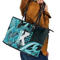 Hawaii Kapolei High School Leather Tote Bag Tribal Tattoo With Hibiscus Flowers LT05 - Polynesian Pride