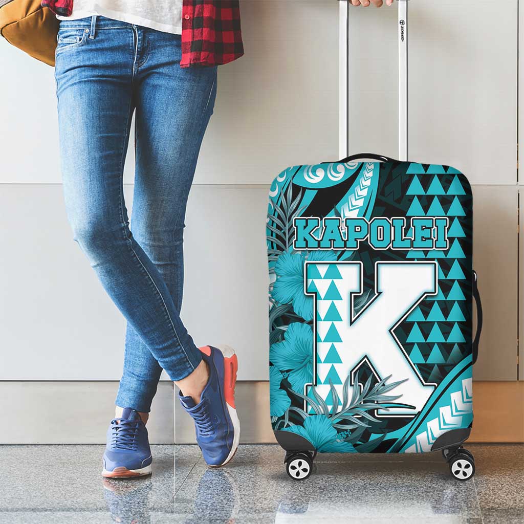 Hawaii Kapolei High School Luggage Cover Tribal Tattoo With Hibiscus Flowers LT05 - Polynesian Pride
