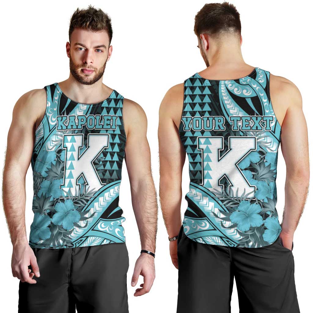 Personalised Hawaii Kapolei High School Men Tank Top Tribal Tattoo With Hibiscus Flowers LT05 - Polynesian Pride