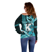 Personalised Hawaii Kapolei High School Off Shoulder Sweater Tribal Tattoo With Hibiscus Flowers LT05 - Polynesian Pride