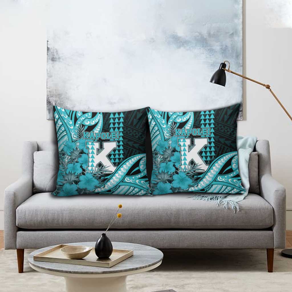Hawaii Kapolei High School Pillow Cover Tribal Tattoo With Hibiscus Flowers LT05 - Polynesian Pride