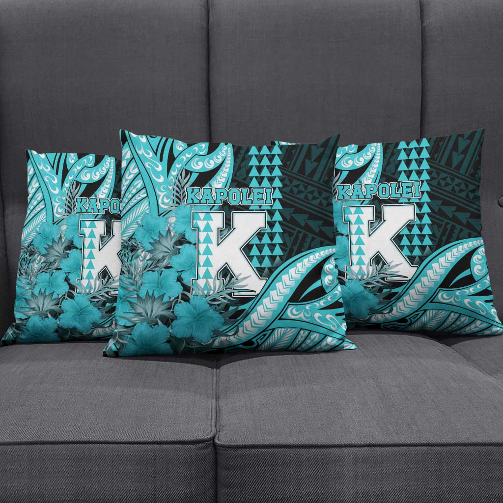 Hawaii Kapolei High School Pillow Cover Tribal Tattoo With Hibiscus Flowers LT05 - Polynesian Pride
