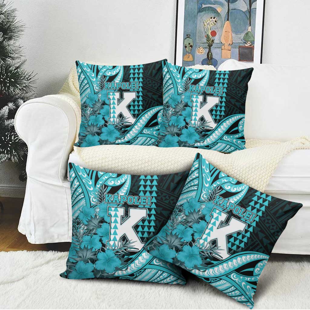 Hawaii Kapolei High School Pillow Cover Tribal Tattoo With Hibiscus Flowers LT05 - Polynesian Pride
