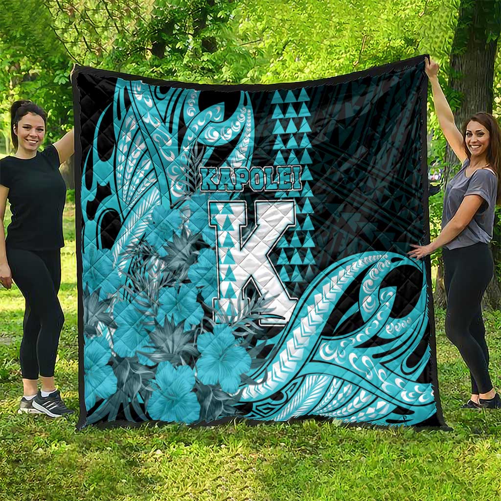 Hawaii Kapolei High School Quilt Tribal Tattoo With Hibiscus Flowers LT05 - Polynesian Pride