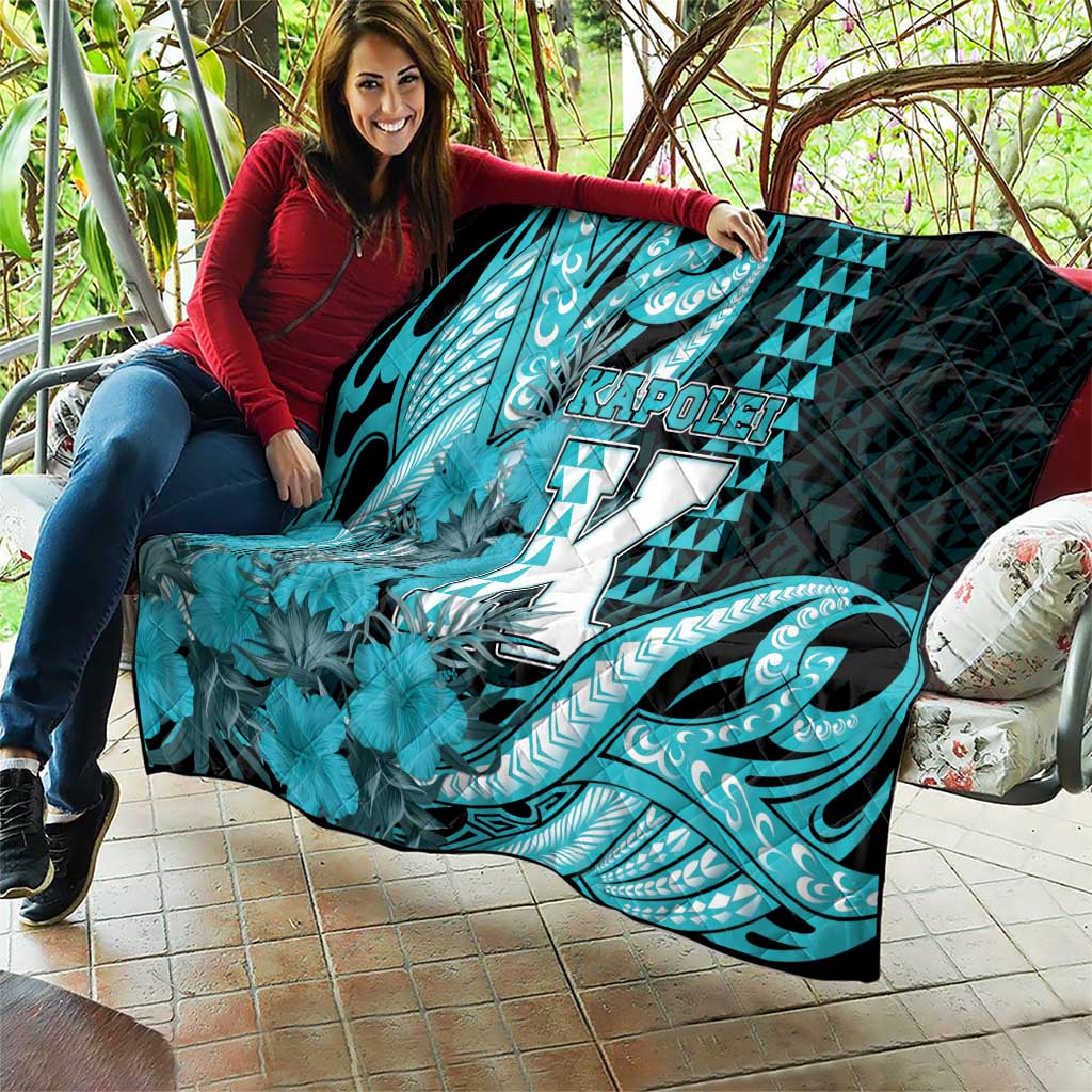 Hawaii Kapolei High School Quilt Tribal Tattoo With Hibiscus Flowers LT05 - Polynesian Pride