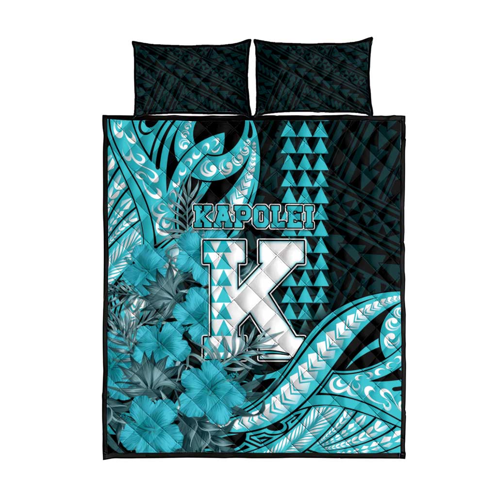 Hawaii Kapolei High School Quilt Bed Set Tribal Tattoo With Hibiscus Flowers LT05 - Polynesian Pride