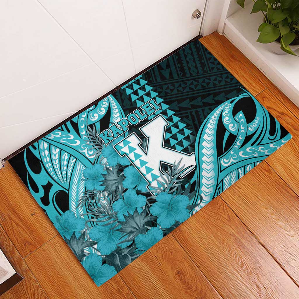 Hawaii Kapolei High School Rubber Doormat Tribal Tattoo With Hibiscus Flowers LT05 - Polynesian Pride