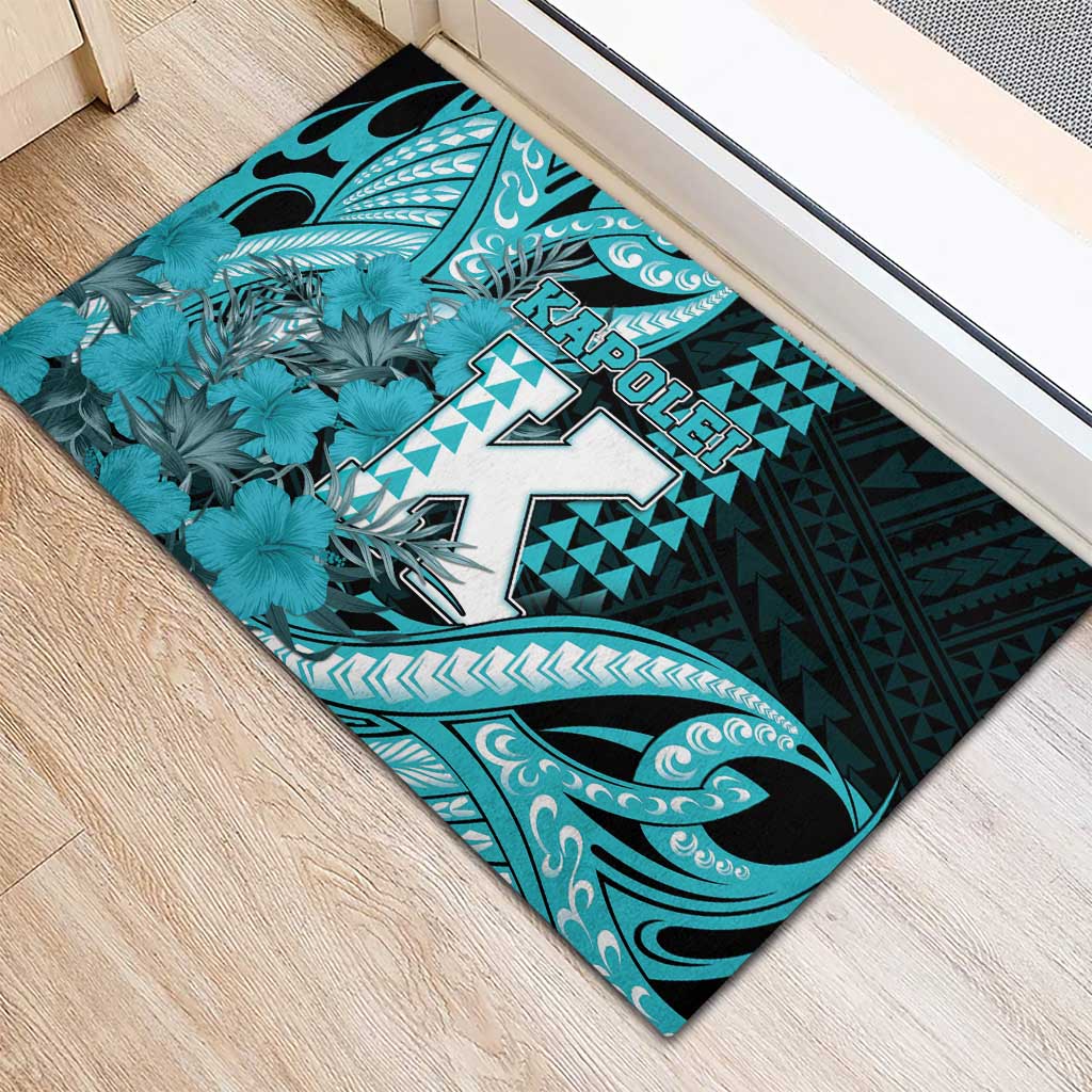 Hawaii Kapolei High School Rubber Doormat Tribal Tattoo With Hibiscus Flowers LT05 - Polynesian Pride