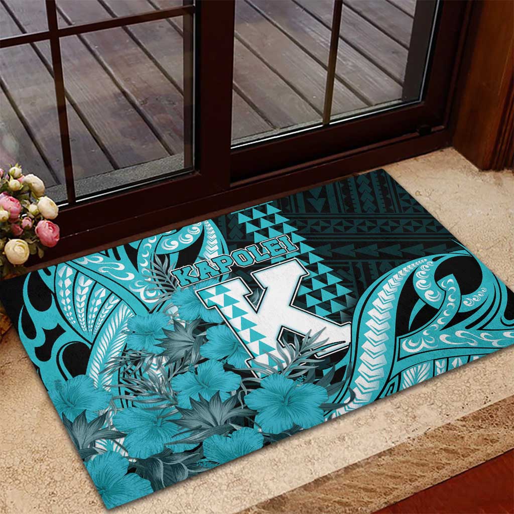 Hawaii Kapolei High School Rubber Doormat Tribal Tattoo With Hibiscus Flowers LT05 - Polynesian Pride