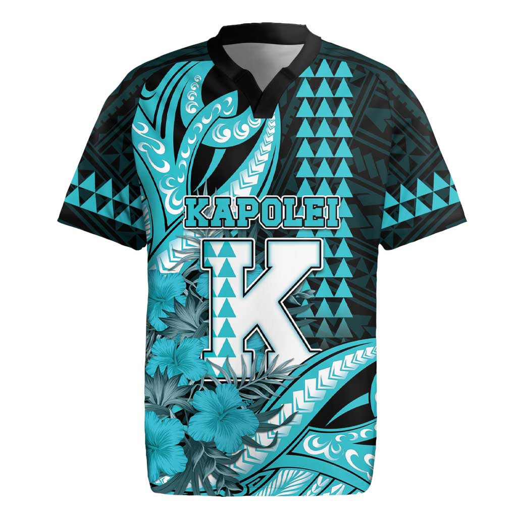 Personalised Hawaii Kapolei High School Rugby Jersey Tribal Tattoo With Hibiscus Flowers