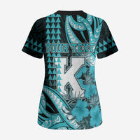 Personalised Hawaii Kapolei High School Scrub Top Tribal Tattoo With Hibiscus Flowers LT05 - Polynesian Pride