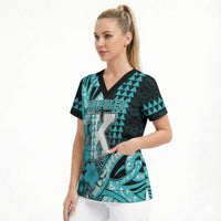 Personalised Hawaii Kapolei High School Scrub Top Tribal Tattoo With Hibiscus Flowers LT05 - Polynesian Pride