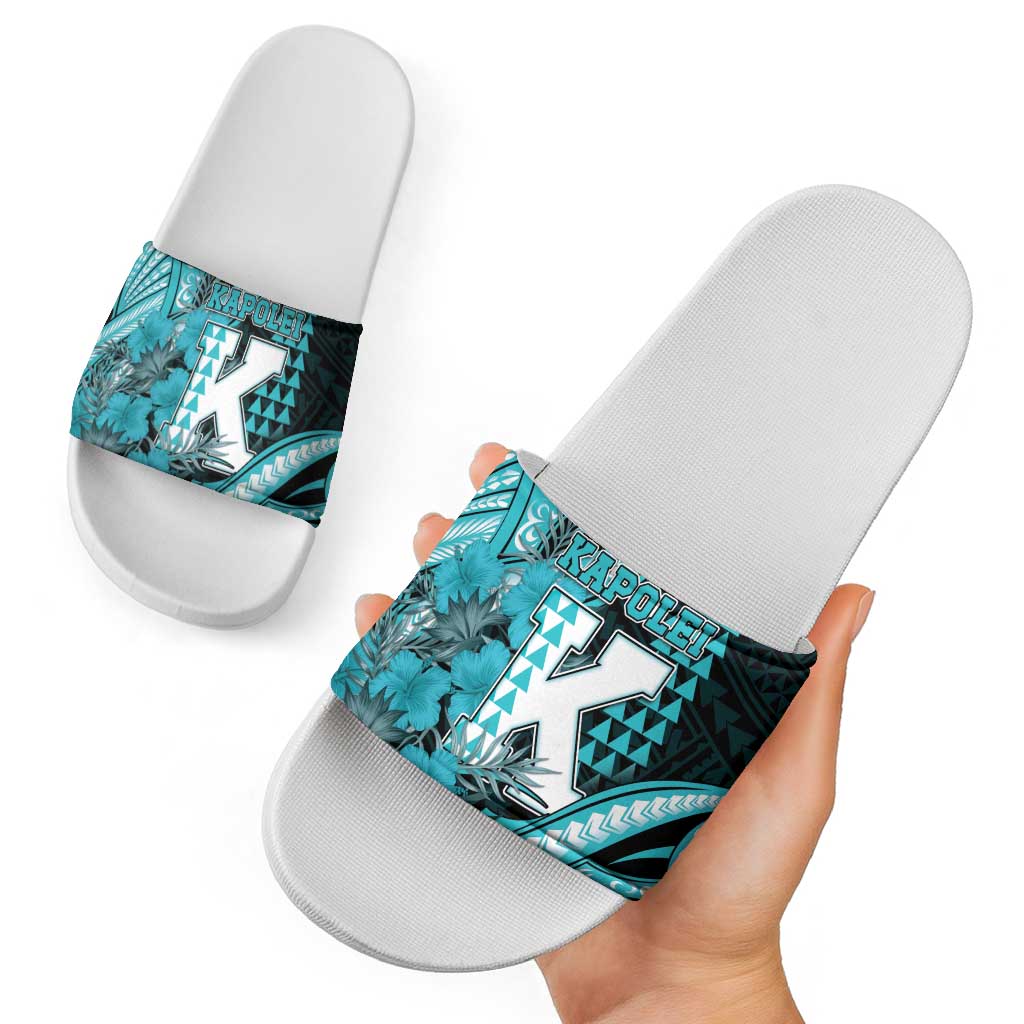 Hawaii Kapolei High School Slide Sandals Tribal Tattoo With Hibiscus Flowers LT05 - Polynesian Pride