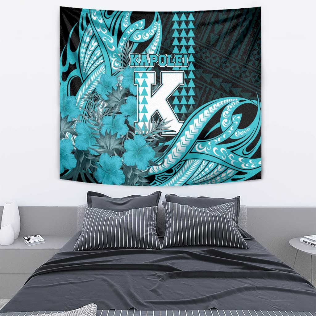 Hawaii Kapolei High School Tapestry Tribal Tattoo With Hibiscus Flowers LT05 - Polynesian Pride
