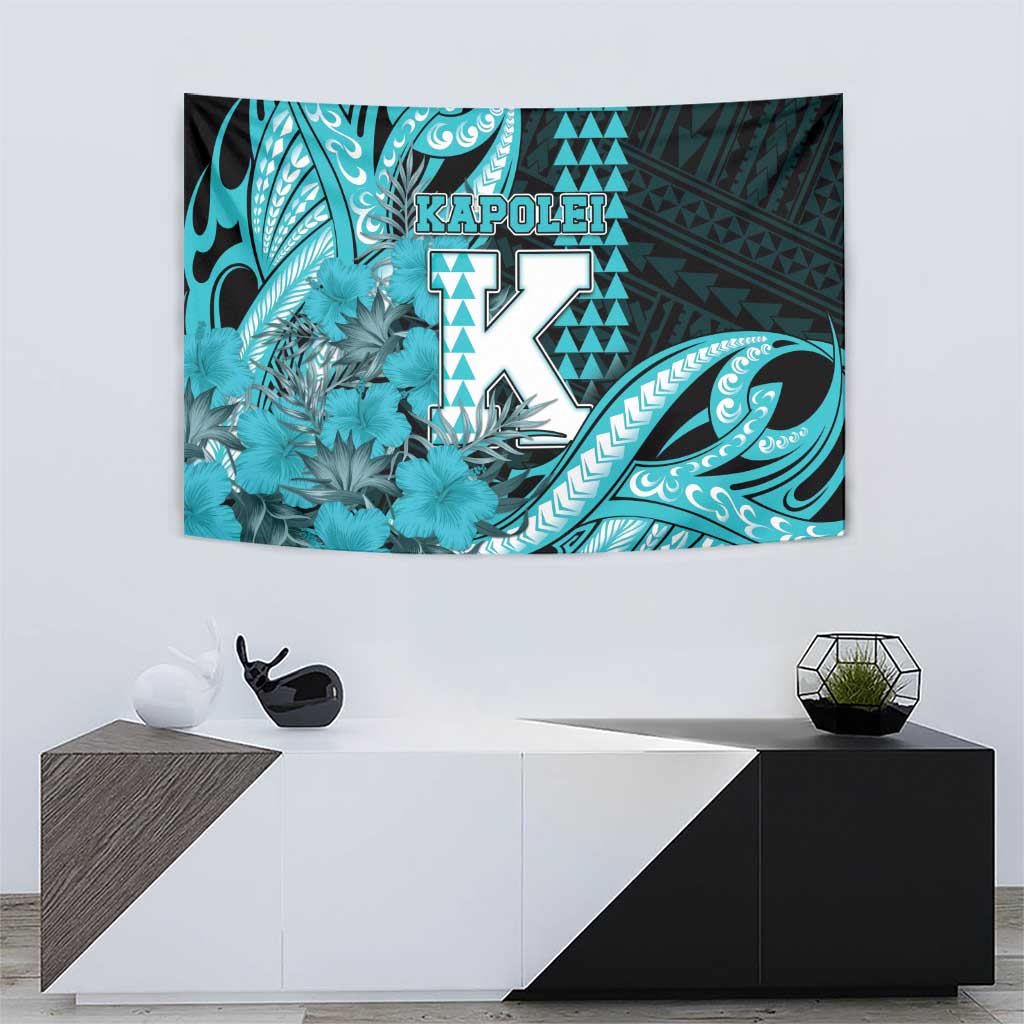 Hawaii Kapolei High School Tapestry Tribal Tattoo With Hibiscus Flowers LT05 - Polynesian Pride