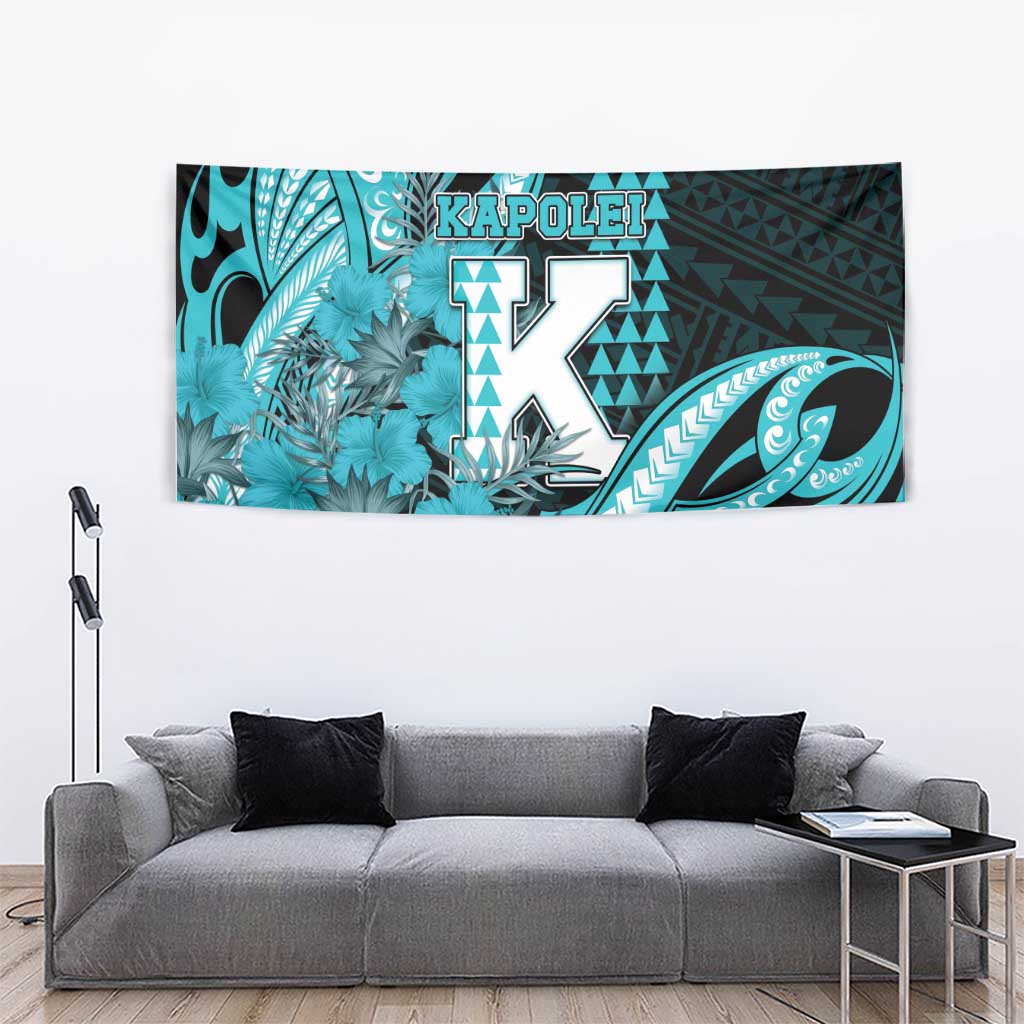 Hawaii Kapolei High School Tapestry Tribal Tattoo With Hibiscus Flowers LT05 - Polynesian Pride