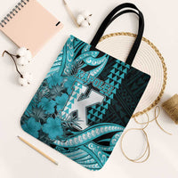 Hawaii Kapolei High School Tote Bag Tribal Tattoo With Hibiscus Flowers LT05 Black Strap One Size Dark Teal - Polynesian Pride