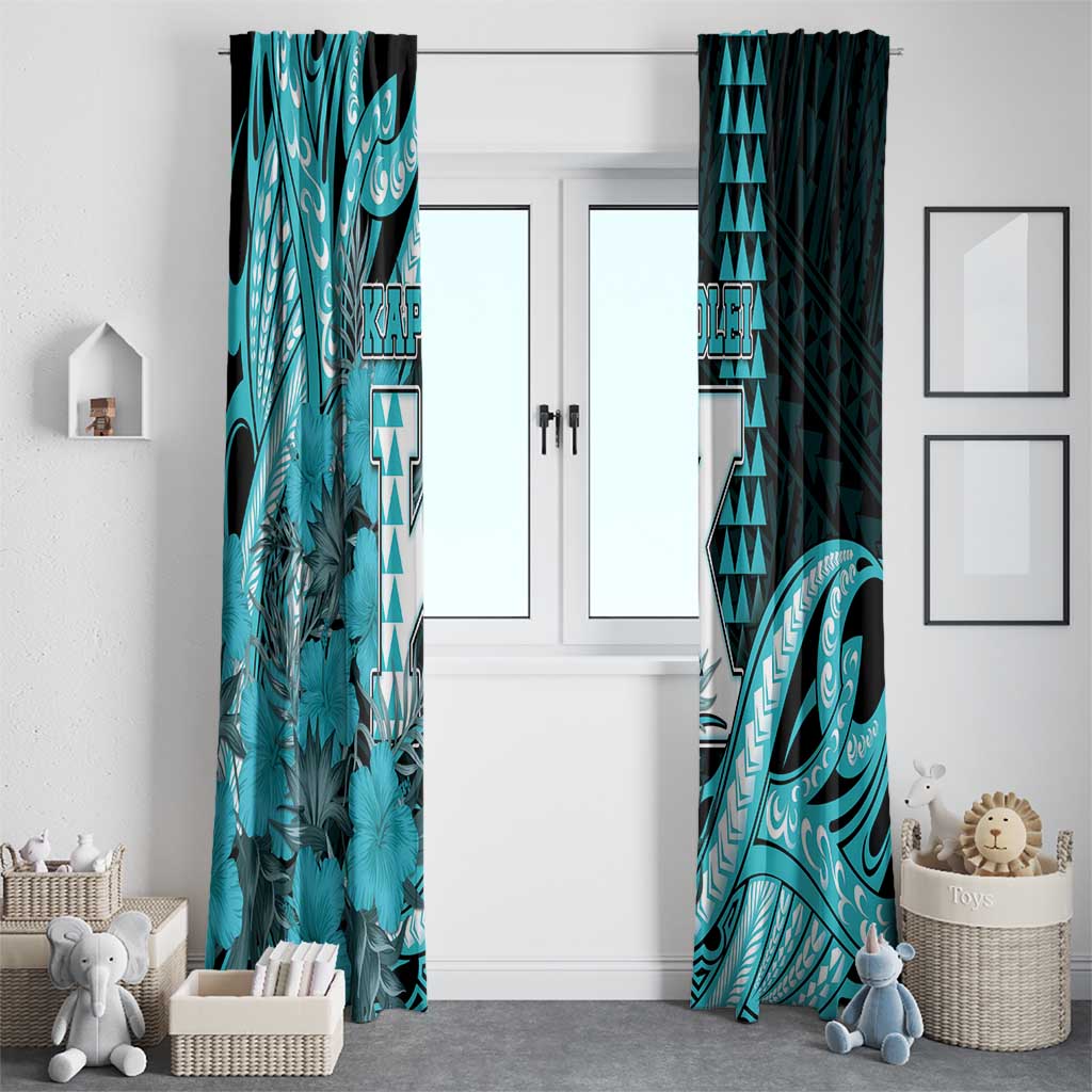Hawaii Kapolei High School Window Curtain Tribal Tattoo With Hibiscus Flowers LT05 - Polynesian Pride