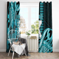 Hawaii Kapolei High School Window Curtain Tribal Tattoo With Hibiscus Flowers LT05 - Polynesian Pride