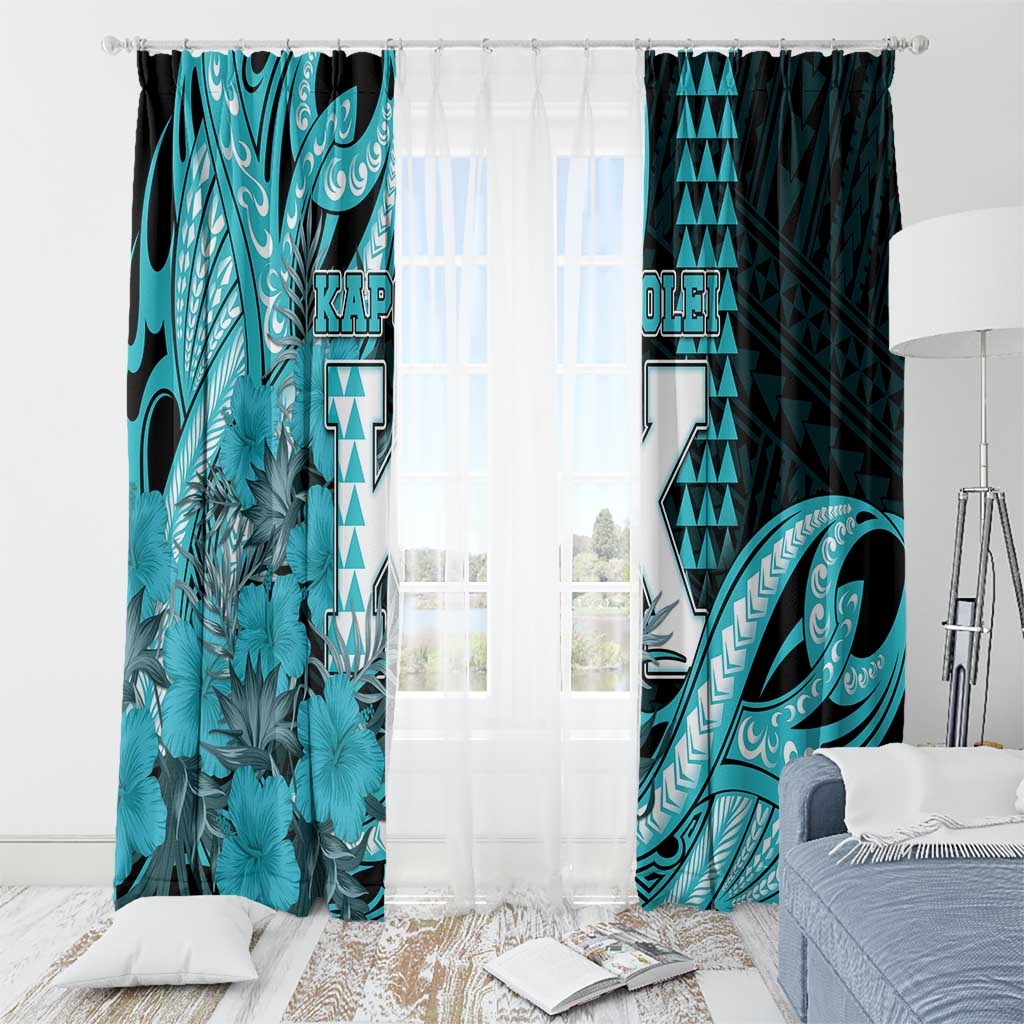 Hawaii Kapolei High School Window Curtain Tribal Tattoo With Hibiscus Flowers LT05 - Polynesian Pride