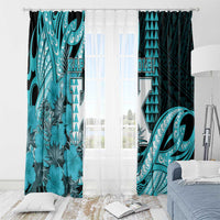 Hawaii Kapolei High School Window Curtain Tribal Tattoo With Hibiscus Flowers LT05 - Polynesian Pride