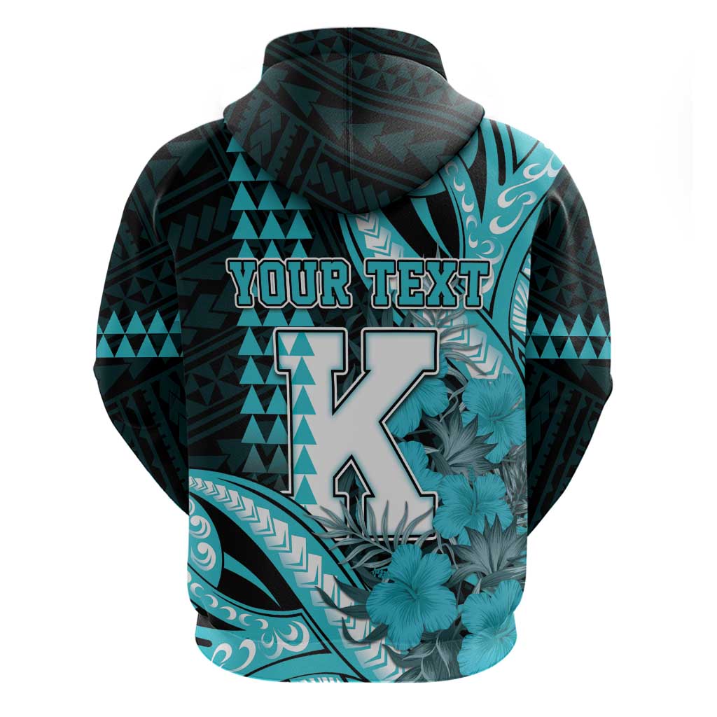 Personalised Hawaii Kapolei High School Zip Hoodie Tribal Tattoo With Hibiscus Flowers LT05 - Polynesian Pride