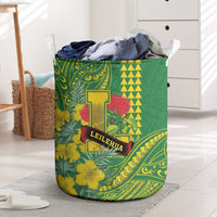 Hawaii Leilehua High School Laundry Basket Tribal Tattoo With Hibiscus Flowers LT05 Green - Polynesian Pride