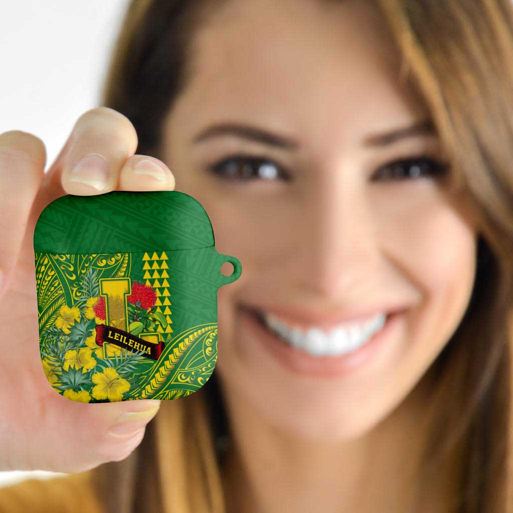 Hawaii Leilehua High School AirPods Case Tribal Tattoo With Hibiscus Flowers