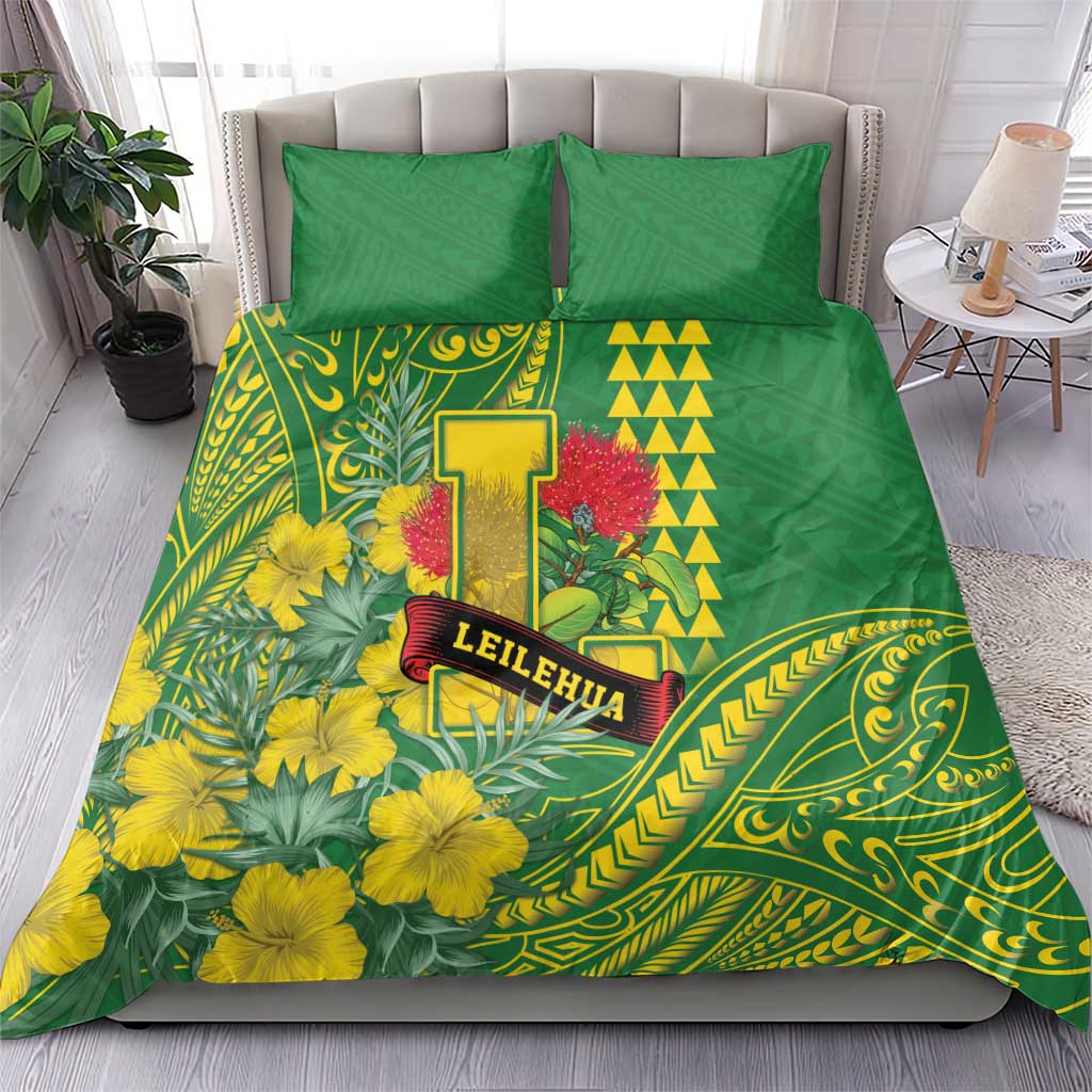 Hawaii Leilehua High School Bedding Set Tribal Tattoo With Hibiscus Flowers LT05 - Polynesian Pride