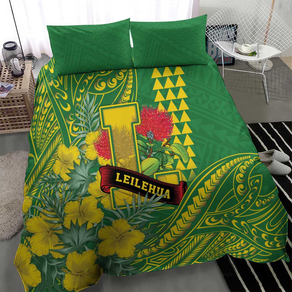 Hawaii Leilehua High School Bedding Set Tribal Tattoo With Hibiscus Flowers LT05 - Polynesian Pride