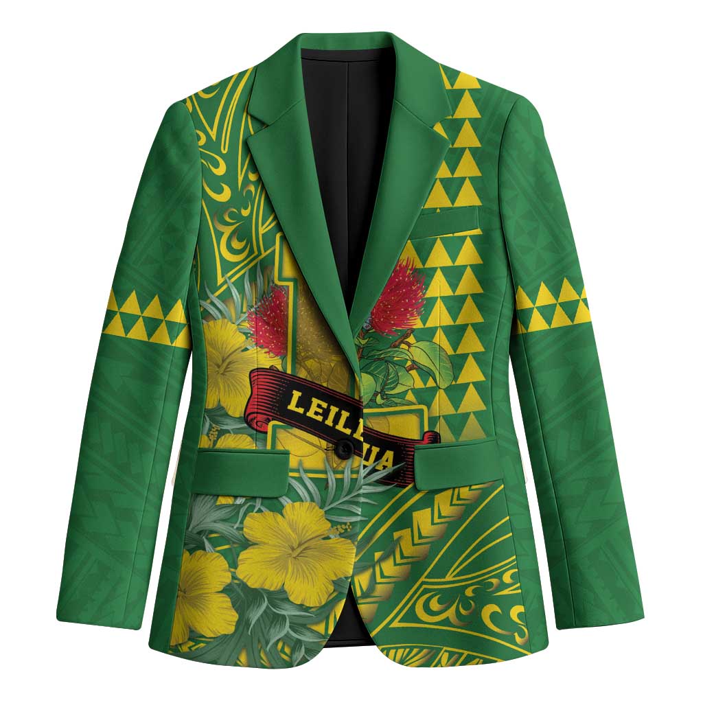 Personalised Hawaii Leilehua High School Blazer Tribal Tattoo With Hibiscus Flowers LT05 Unisex Green - Polynesian Pride