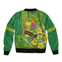 Personalised Hawaii Leilehua High School Bomber Jacket Tribal Tattoo With Hibiscus Flowers LT05 - Polynesian Pride
