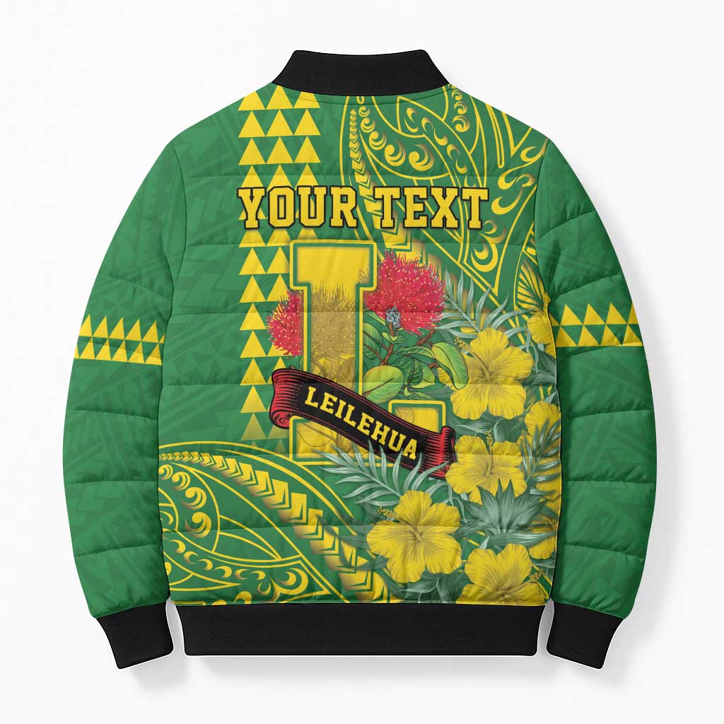 Personalised Hawaii Leilehua High School Bomber Puffer Jacket Tribal Tattoo With Hibiscus Flowers LT05 - Polynesian Pride